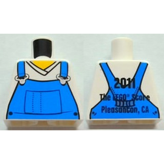 Torso V-Neck Shirt with Blue Overalls Front, 2011 The LEGO Store Pleasanton, CA Back Pattern