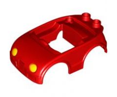 Duplo, Vehicle Car Body with 2 Studs on Back and Yellow Headlights Pattern (fits over Car Base 2 x 4)