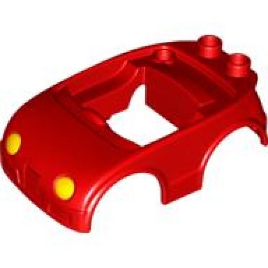 Duplo, Vehicle Car Body with 2 Studs on Back and Yellow Headlights Pattern (fits over Car Base 2 x 4)