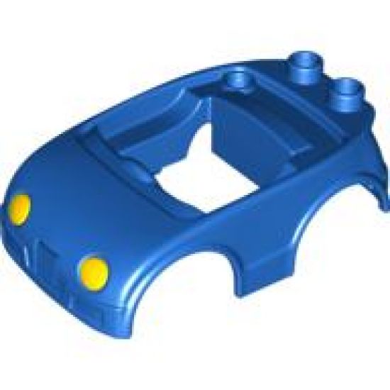 Duplo, Vehicle Car Body with 2 Studs on Back and Yellow Headlights Pattern (fits over Car Base 2 x 4)