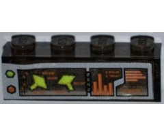 Brick 1 x 4 without Bottom Tubes with Alien Spaceships on Monitor Pattern (Sticker) - Set 7648