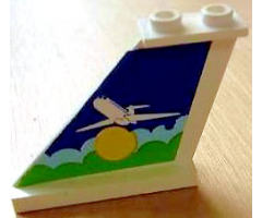 Tail 4 x 1 x 3 with White Airplane over Sun and Clouds Pattern on Left Side (Sticker) - Set 1818