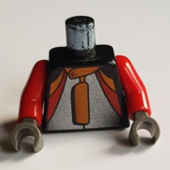 Torso Racers Jacket with Orange, Red, Silver Pattern / Red Arms / Dark Gray Hands