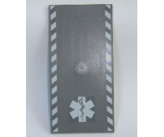 Tile 8 x 16 with Bottom Tubes on Edges with White Safety Stripes and EMT Star of Life Pattern (Stickers) - Set 7892