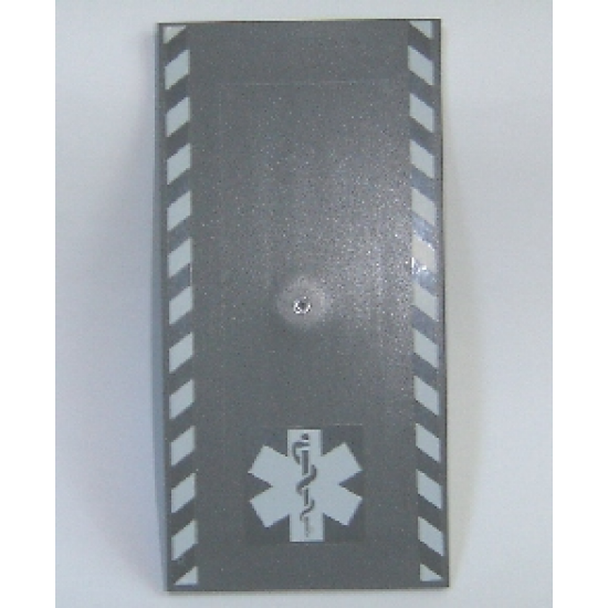 Tile 8 x 16 with Bottom Tubes on Edges with White Safety Stripes and EMT Star of Life Pattern (Stickers) - Set 7892