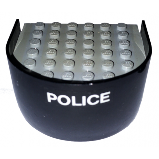 Boat Hull Smooth Stern 6 x 6 x 3 1/3, Deck Color Light Gray with 'POLICE' Pattern (Sticker) - Sets 314-1 / 709-1