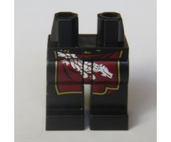 Hips and Legs with Dark Red Skirt with Gold Trim and White Dragon Pattern