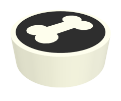 Tile, Round 1 x 1 with Bone on Black Background Pattern