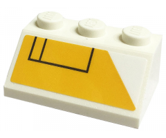 Slope 45 2 x 3 with Yellow Background and White Triangle Cutout with Two Black Rectangles Pattern Model Left Side (Sticker) - Set 75290