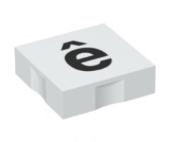 Duplo, Tile 2 x 2 with Black Lowercase Letter e with Circumflex (ê) Pattern