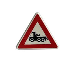 Road Sign 2 x 2 Triangle with Clip with Red Border and Truck Pattern