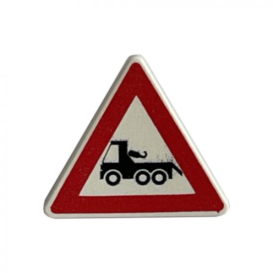 Road Sign 2 x 2 Triangle with Clip with Red Border and Truck Pattern