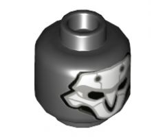Minifigure, Head Mask White and Light Bluish Gray Skull Pattern - Hollow Stud