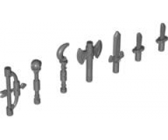 Minifigure, Weapon Pack, Axe, Bow, Knives, Scepters, and Sword, 7 in Bag (Multipack)