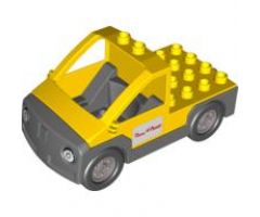 Duplo, Vehicle Truck Pickup Flatbed with Dark Bluish Gray Base with Pizza Planet Logo Pattern