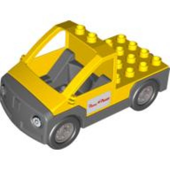 Duplo, Vehicle Truck Pickup Flatbed with Dark Bluish Gray Base with Pizza Planet Logo Pattern