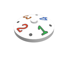 Dish 4 x 4 Inverted (Radar) with Solid Stud with Fabuland Numbers Pattern - Green 1, Red 2, Orange 3, Blue 4