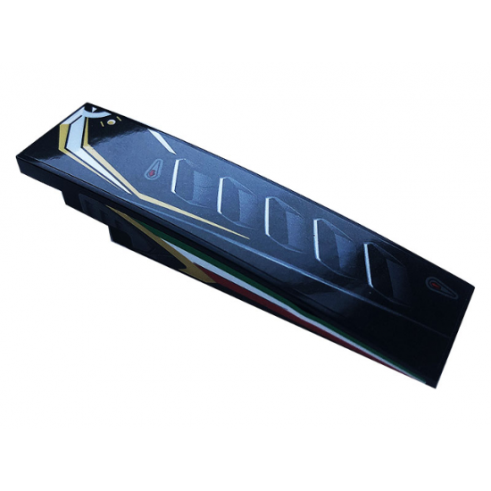 Slope, Curved 8 x 2 with Air Flow, Gold, Silver, Red, White and Green Stripes Pattern Model Left Side (Stickers) - Set 76899
