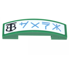 Slope, Curved 4 x 1 Double with Black Logo and Blue Ninjago Logogram 'BANK' Pattern (Sticker) - Set 70620