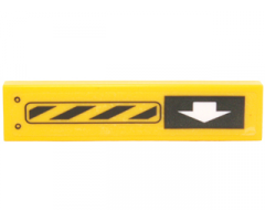 Tile 1 x 4 with Black and Yellow Danger Stripes and White Arrow Pattern Model Right Side (Sticker) - Set 70227