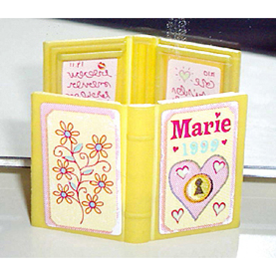 Minifigure, Utensil Book 2 x 3 with 'Marie 1999', Heart and Flowers Diary Pattern (4 Stickers) - Set 3142
