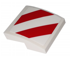 Slope, Curved 2 x 2 with Red/White Danger Stripes Pattern Model Right Side (Sticker) - Set 60198