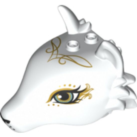 Animal, Body Part Fox Head with Light Aqua Eyes, Golden Swirls and Black Nose Pattern