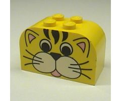 Slope, Curved 4 x 2 x 2 Double with Four Studs with Tiger Face Pattern