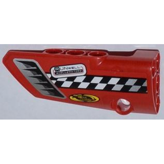 Technic, Panel Fairing # 3 Small Smooth Long, Side A with Air Intake, Checkered Stripe and Sponsor Logos Pattern (Sticker) - Set 42011