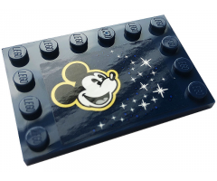 Tile, Modified 4 x 6 with Studs on Edges with Mickey Mouse and Stars Pattern (Sticker) - Set 43179