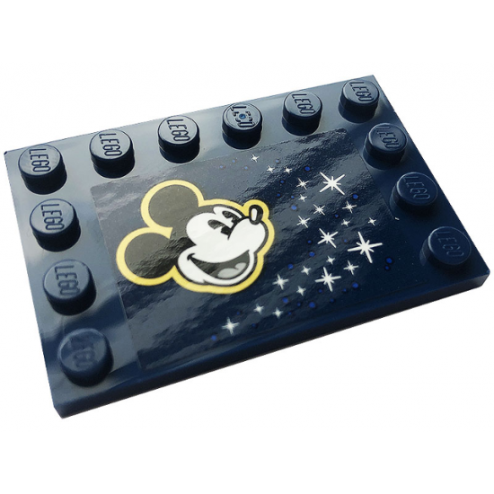 Tile, Modified 4 x 6 with Studs on Edges with Mickey Mouse and Stars Pattern (Sticker) - Set 43179