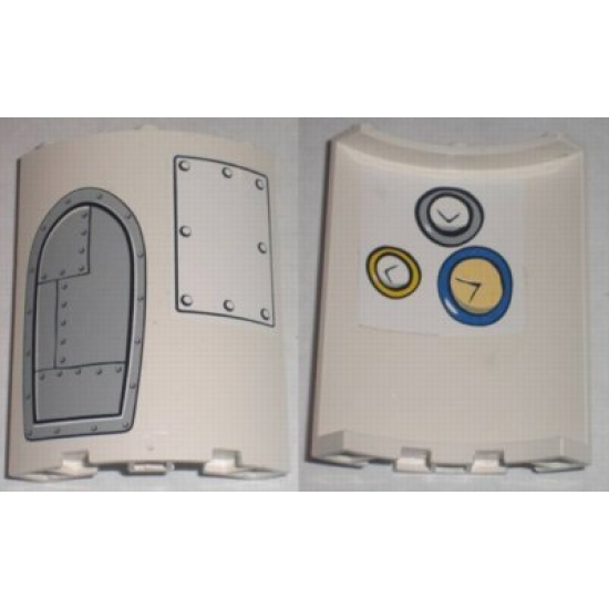 Cylinder Quarter 4 x 4 x 6 with Door and Metal Plate Outside and Clocks Inside Pattern (Stickers) - Set 3831