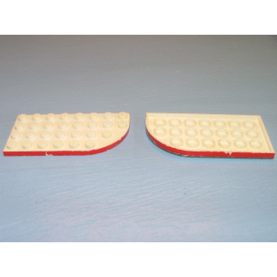 Plate, Round Curved 4 x 8 Left with Red Line on Curved Edge Pattern
