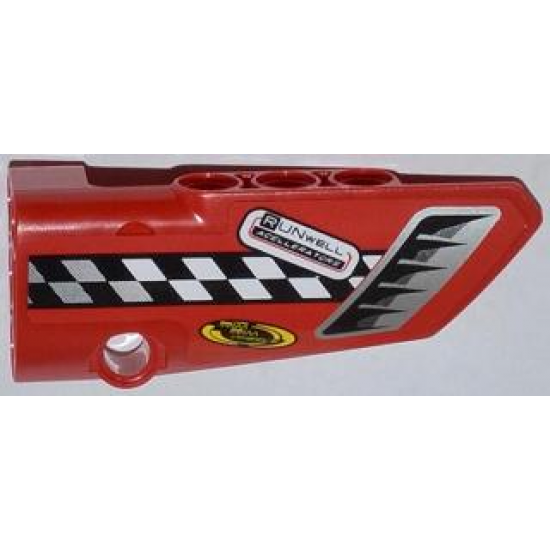Technic, Panel Fairing # 4 Small Smooth Long, Side B with Air Intake, Checkered Stripe and Sponsor Logos Pattern (Sticker) - Set 42011