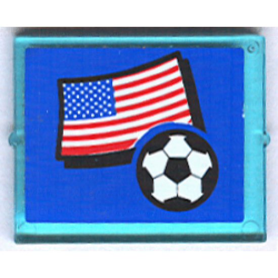 Glass for Window 1 x 4 x 3 with Flag of USA and Soccer Ball on Blue Background Pattern (Sticker) - Set 3406