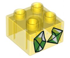 Duplo, Brick 2 x 2 with 2 Sparkling Green Gems Pattern