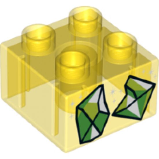Duplo, Brick 2 x 2 with 2 Sparkling Green Gems Pattern