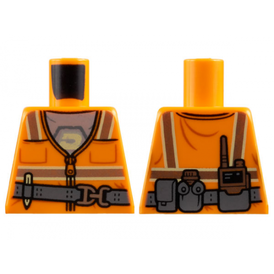 Torso Safety Vest with Silver and Yellow Reflective Stripes and White Shirt with Blacktron Logo Pattern