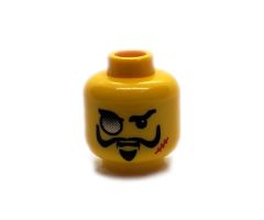 Minifigure, Head Glasses with Monocle, Scar, and Goatee Pattern - Blocked Open Stud