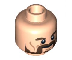 Minifigure, Head Dual Sided LotR Beard, Dark Brown Trimmed, Calm / Battle Rage Pattern (Bofur) - Hollow Stud