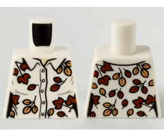 Torso Female Button-Up, Tan and Reddish Brown Leaves Pattern