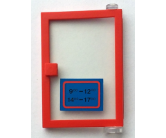 Door 1 x 4 x 5 Right with Trans-Clear Glass and Blue Open Hours '9-12 / 14-17' Pattern (Sticker) - Set 6373