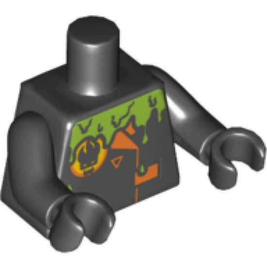 Torso Agents Villain Jacket with Orange Lapels and Buckle and Green Slime Pattern / Black Arms / Black Hands