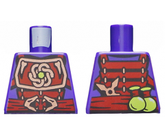 Torso Ninjago Copper and Dark Red Samurai Armor, Snake Heads Belt Buckle and Shuriken and Vials on Reverse Pattern