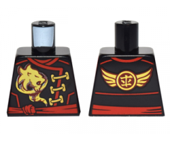 Torso Ninjago Robe with Gold Lion, Wings and Ninjago Logogram 'Fire' and Red Sash Pattern