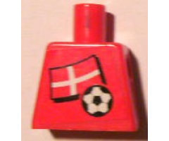 Torso Soccer Red/White Team, Danish Flag Sticker Front, Black Number Sticker Back (specify number in listing)