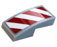 Slope, Curved 2 x 1 with White and Red Danger Stripes Pattern Model Right Side (Sticker) - Set 60306