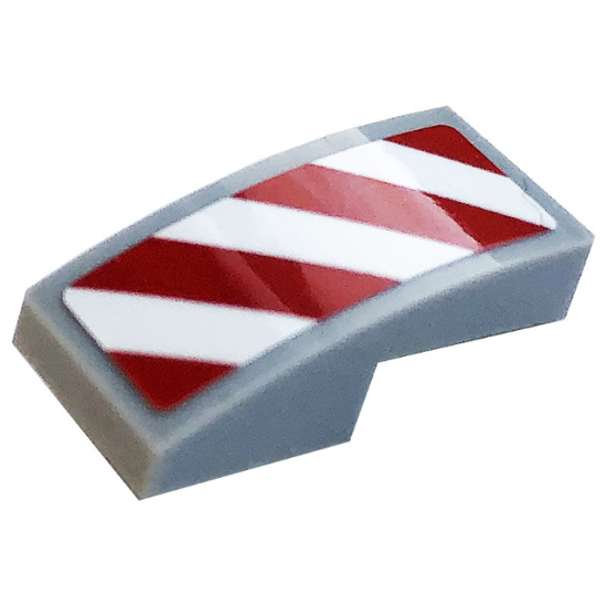 Slope, Curved 2 x 1 with White and Red Danger Stripes Pattern Model Right Side (Sticker) - Set 60306