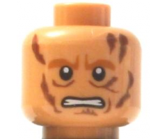 Minifigure, Head Male Scars, Bared Teeth Pattern (SW Anakin Skywalker) - Blocked Open Stud