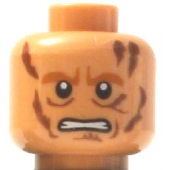 Minifigure, Head Male Scars, Bared Teeth Pattern (SW Anakin Skywalker) - Blocked Open Stud